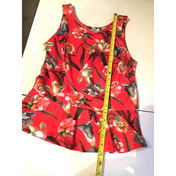 ALEXIA ADMOR- WOMENS RED FLORAL PREPLUM ZIP-UP CLOSURE TOP SIZE SMALL - Picture 5 of 6